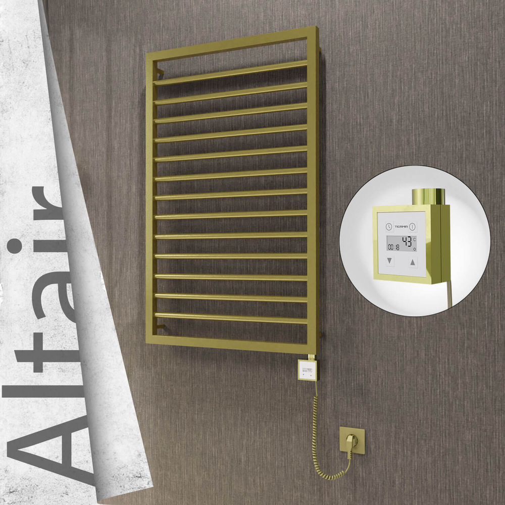 Altair Electric Stainless Steel Towel Rail 600x1040 Satin Gold (KTX3 Thermostat) 300W Spiral Cable - 1