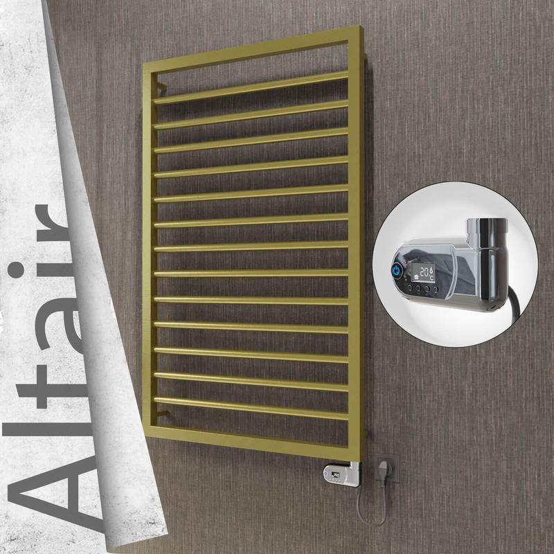 Altair Electric Stainless Steel Towel Rail 600x1040 Satin Gold (Thesis Thermostat) 300W