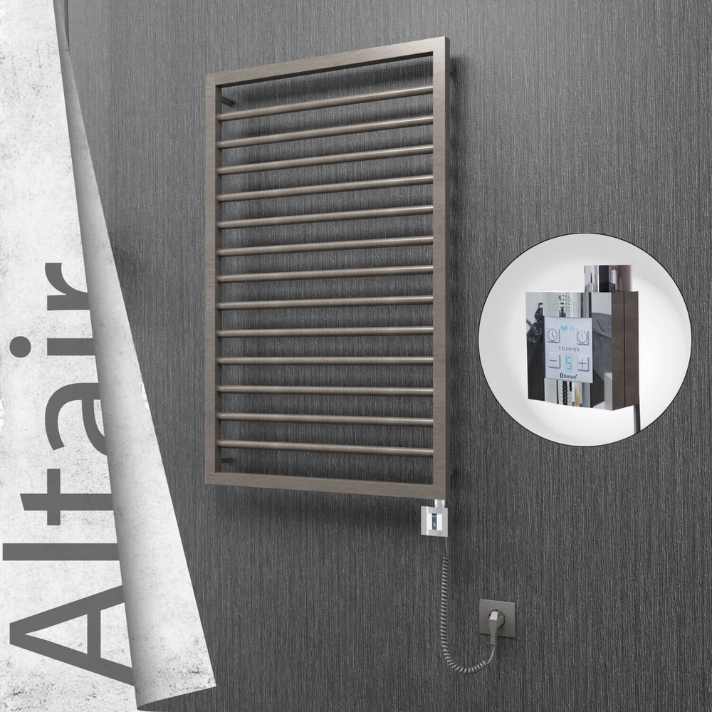 Altair Electric Stainless Steel Towel Rail 600x1040 Satin Polished (KTX4 Thermostat) 300W Spiral Cable - 1
