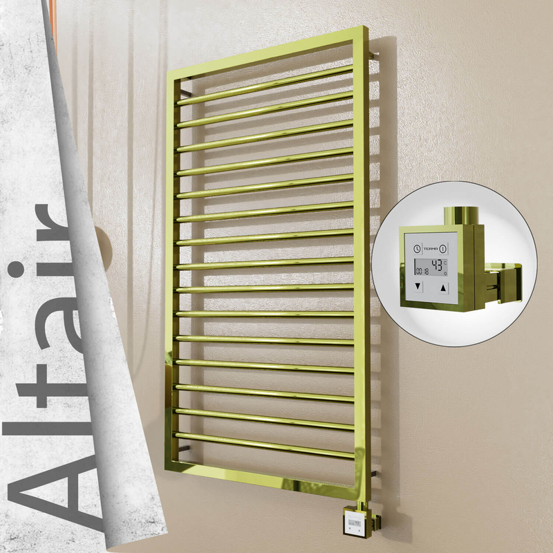 Altair Electric Stainless Steel Towel Rail 600x1180 Gold (KTX3 Thermostat) 300W