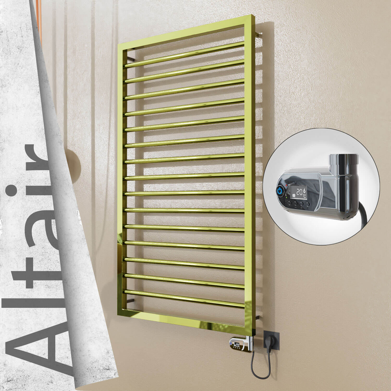 Altair Electric Stainless Steel Towel Rail 600x1180 Gold (Thesis Thermostat) 300W 