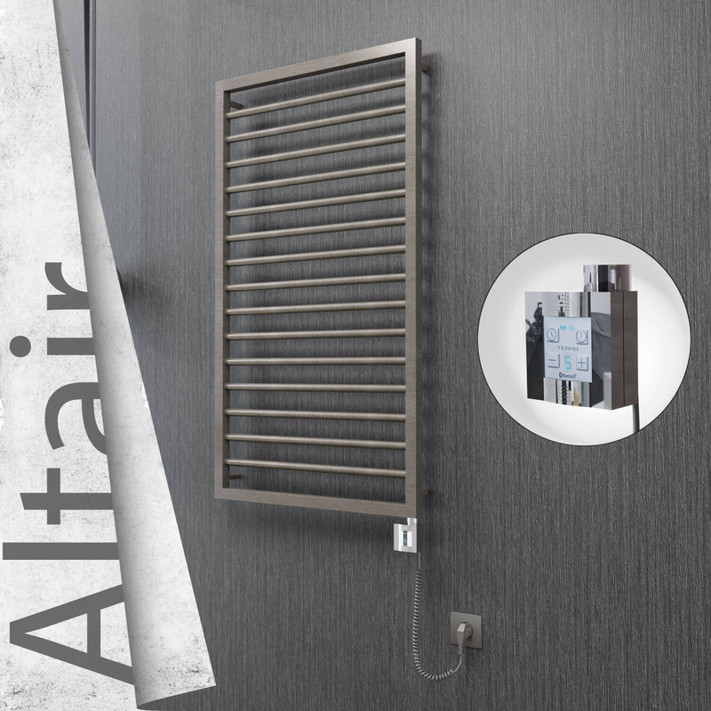 Altair Electric Stainless Steel Towel Rail 600x1180 Satin Polished (KTX4 Thermostat) 300W Spiral Cable