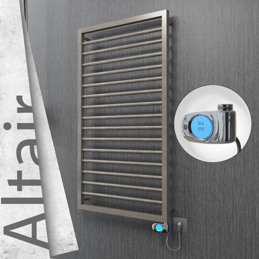 Altair Electric Stainless Steel Towel Rail 600x1180 Satin Polished (Musa Thermostat) 300W - 1