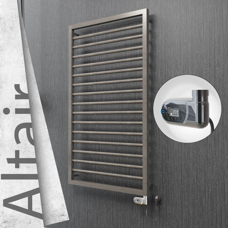 Altair Electric Stainless Steel Towel Rail 600x1180 Satin Polished (Thesis Thermostat) 300W 