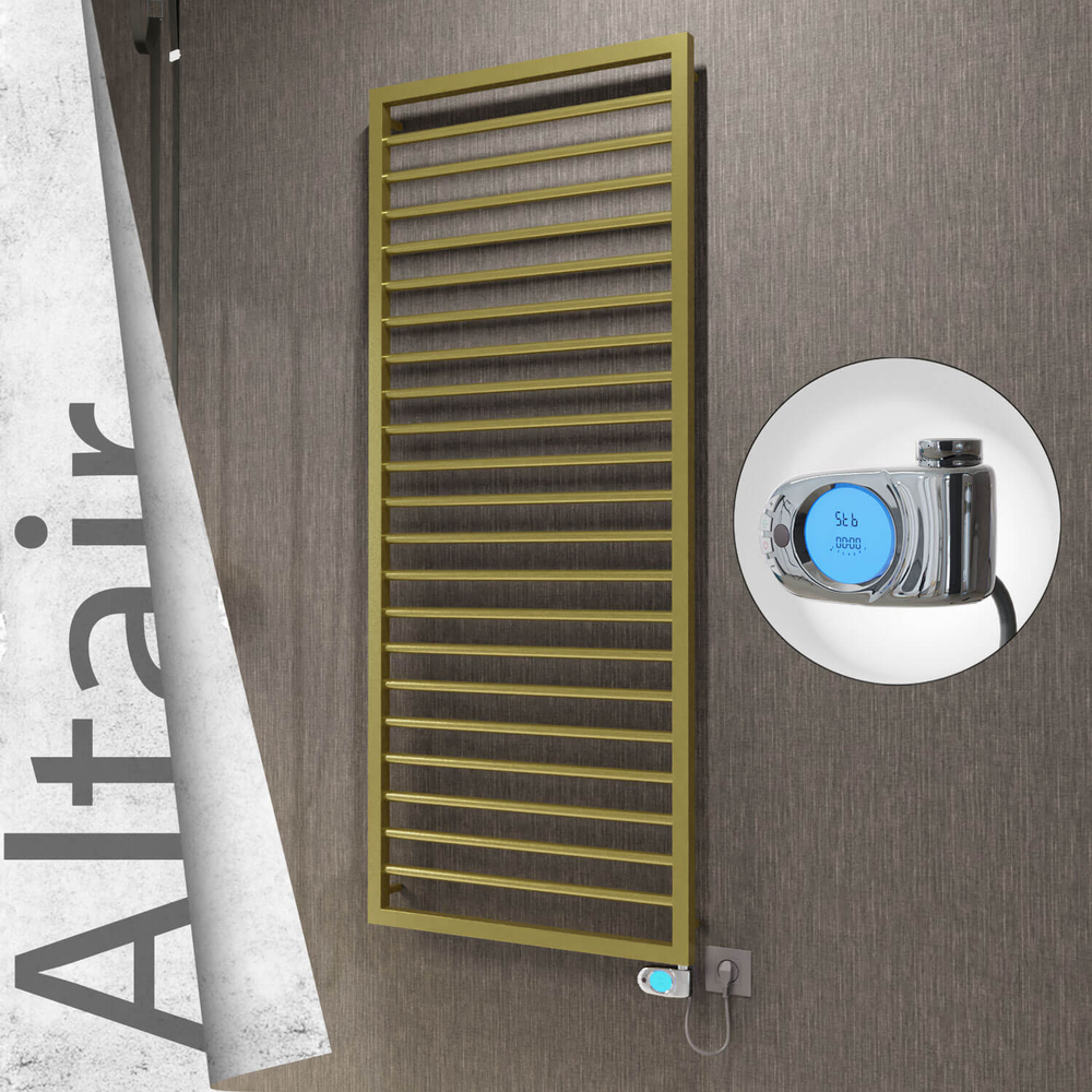 Altair Electric Stainless Steel Towel Rail 600x1600 Satin Gold (Musa Thermostat) 600W - 1