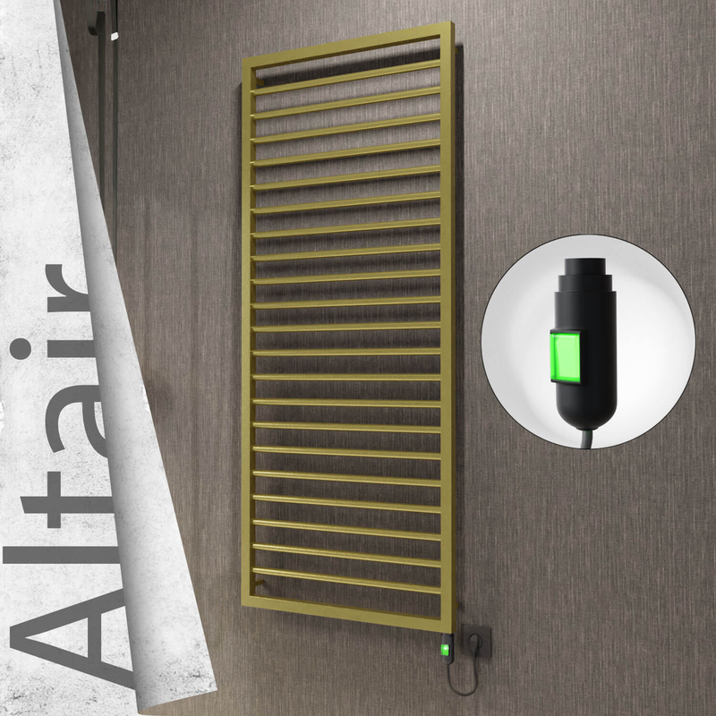 Altair Electric Stainless Steel Towel Rail 600x1600 Satin Gold (On/Off Switch) 600W 