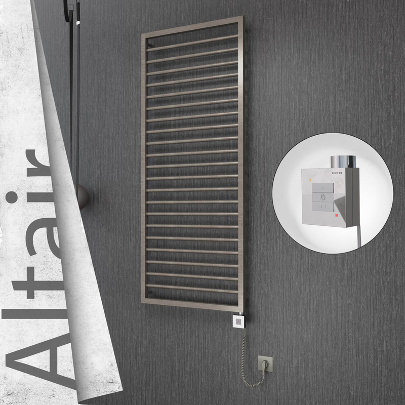 Altair Electric Stainless Steel Towel Rail 600x1600 Satin Polished (KTX1 Thermostat) 600W Spiral Cable
