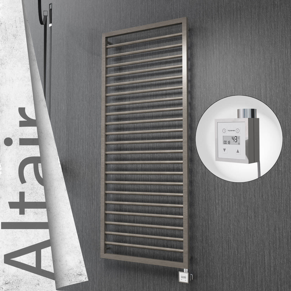 Altair Electric Stainless Steel Towel Rail 600x1600 Satin Polished (KTX3 Thermostat) 600W - 1