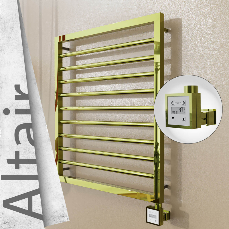 Altair Electric Stainless Steel Towel Rail 600x760 Gold (KTX3 Thermostat) 300W