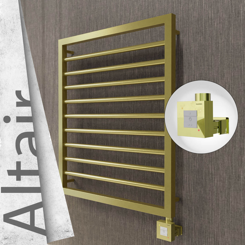 Altair Electric Stainless Steel Towel Rail 600x760 Satin Gold (KTX1 Thermostat) 300W