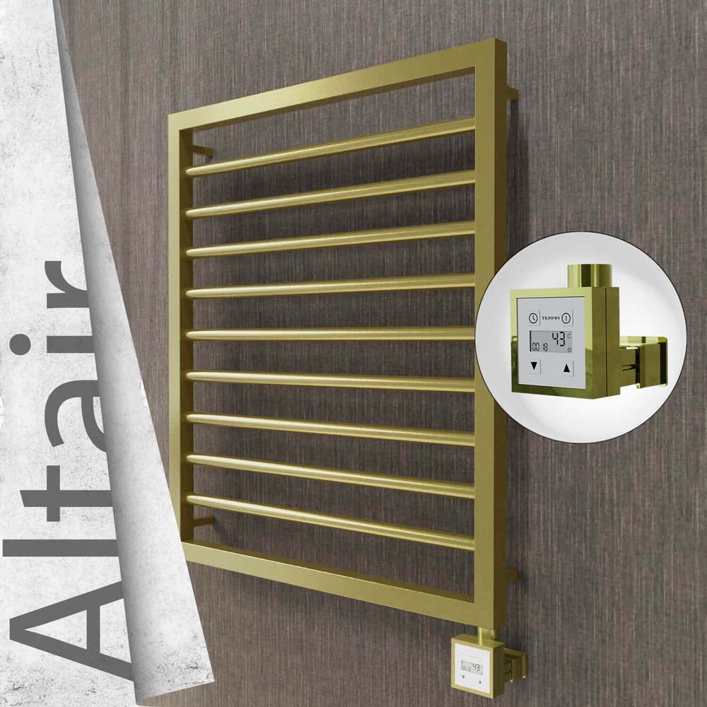 Altair Electric Stainless Steel Towel Rail 600x760 Satin Gold (KTX3 Thermostat) 300W - 1