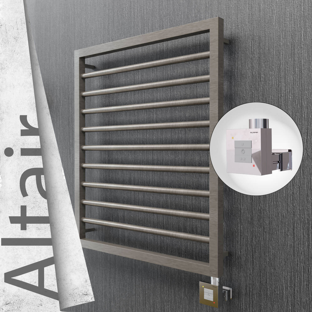 Altair Electric Stainless Steel Towel Rail 600x760 Satin Polished (KTX1 Thermostat) 300W - 1