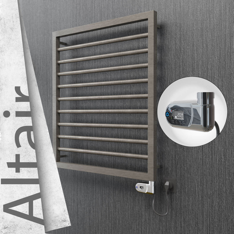 Altair Electric Stainless Steel Towel Rail 600x760 Satin Polished (Thesis Thermostat) 300W