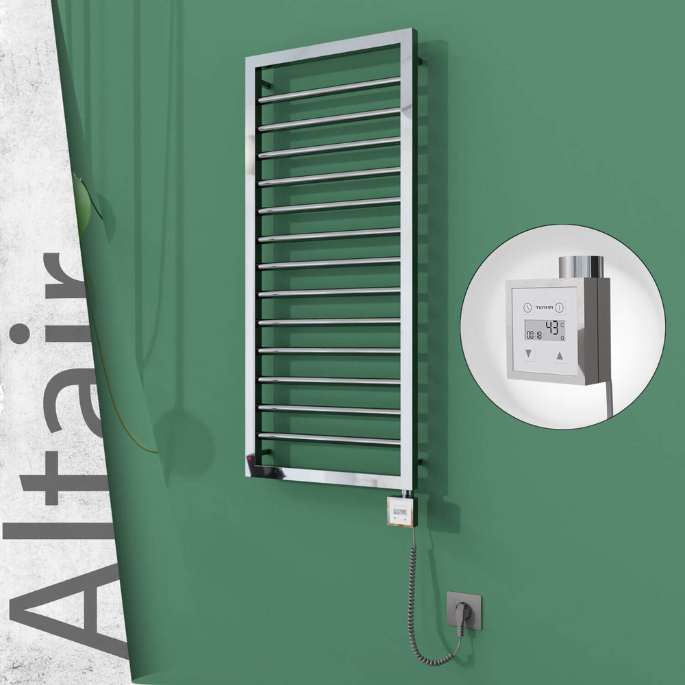 Altair Elektrikli Paslanmaz Çelik Havlupan 400x1040 Ayna Polisaj (KTX3 Termostat) 300W Spiral Kablolu - 1