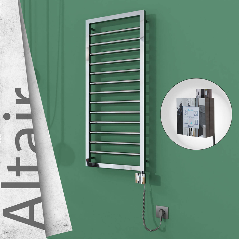 Altair Elektrikli Paslanmaz Çelik Havlupan 400x1040 Ayna Polisaj (KTX4 Termostat) 300W Spiral Kablolu