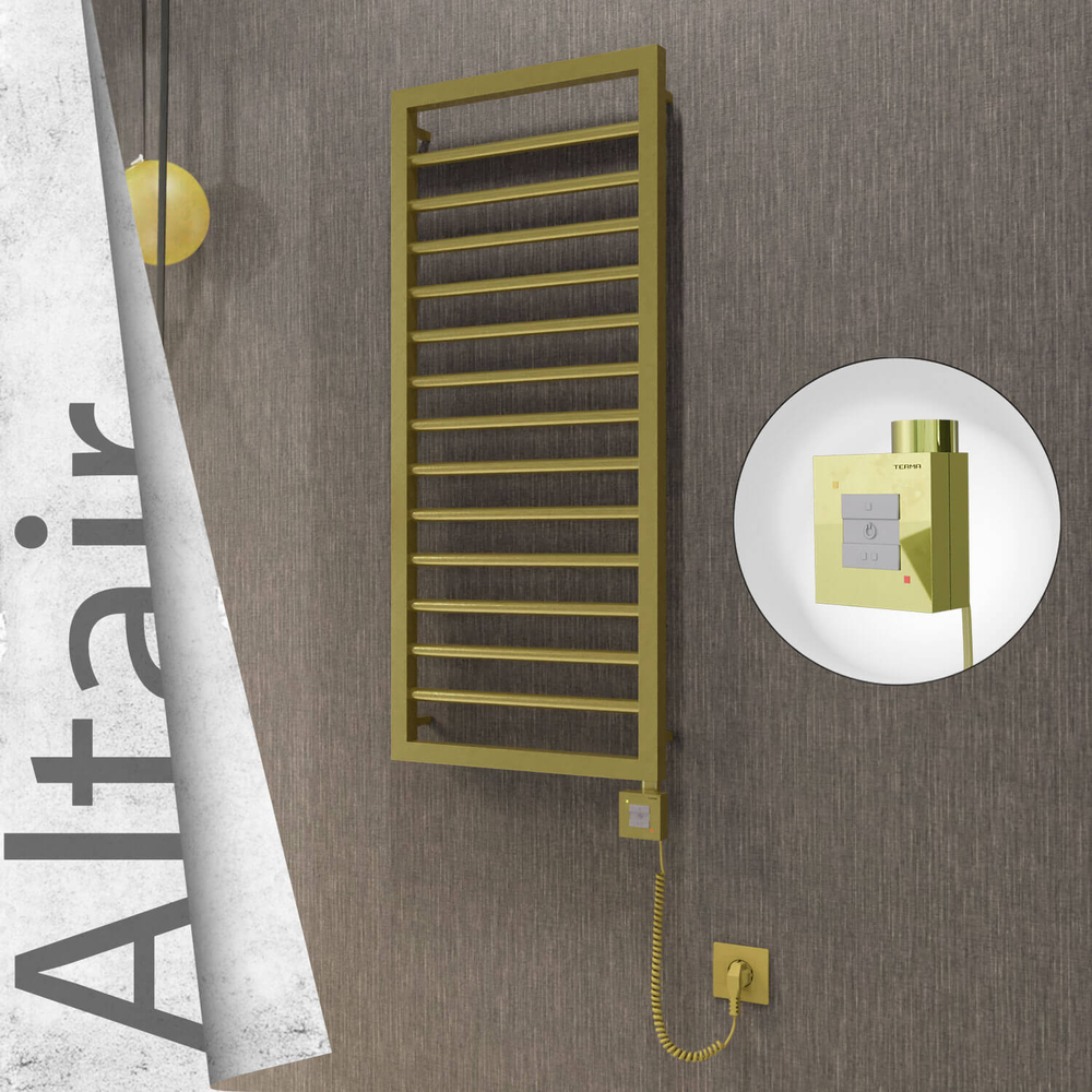 Altair Elektrikli Paslanmaz Çelik Havlupan 400x1040 Satine Altın (KTX1 Termostat) 300W Spiral Kablolu - 1