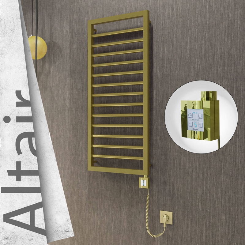 Altair Elektrikli Paslanmaz Çelik Havlupan 400x1040 Satine Altın (KTX4 Termostat) 300W Spiral Kablolu