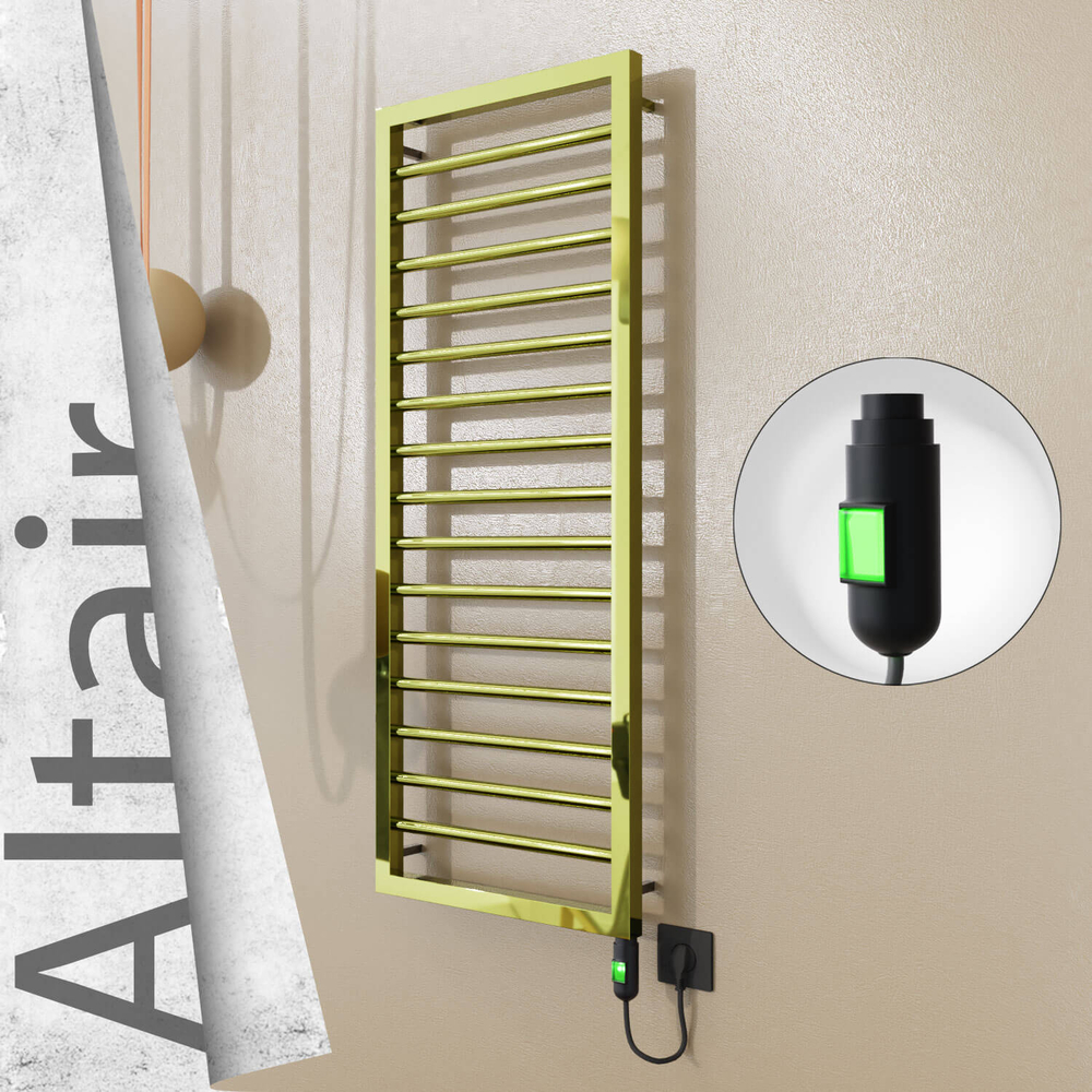 Altair Elektrikli Paslanmaz Çelik Havlupan 400x1180 Altın (On/Off Düğmeli) 300W - 1