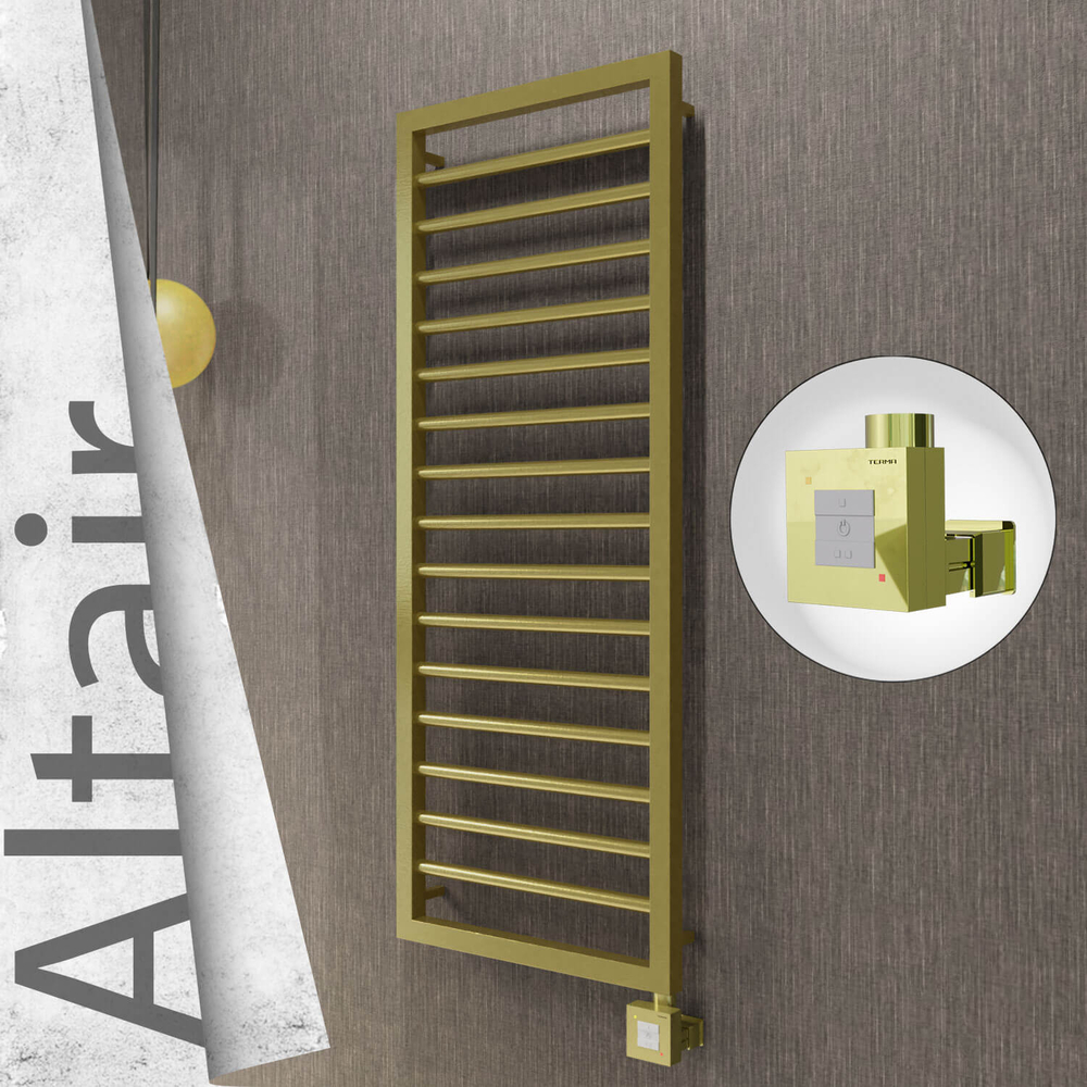 Altair Elektrikli Paslanmaz Çelik Havlupan 400x1180 Satine Altın (KTX1 Termostat) 300W - 1
