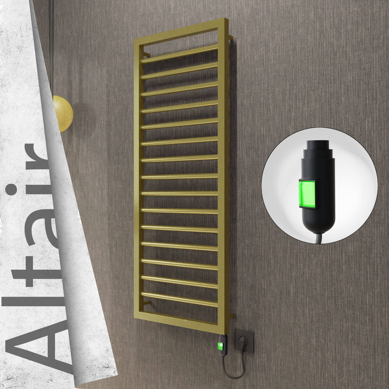 Altair Elektrikli Paslanmaz Çelik Havlupan 400x1180 Satine Altın (On/Off Düğmeli) 300W