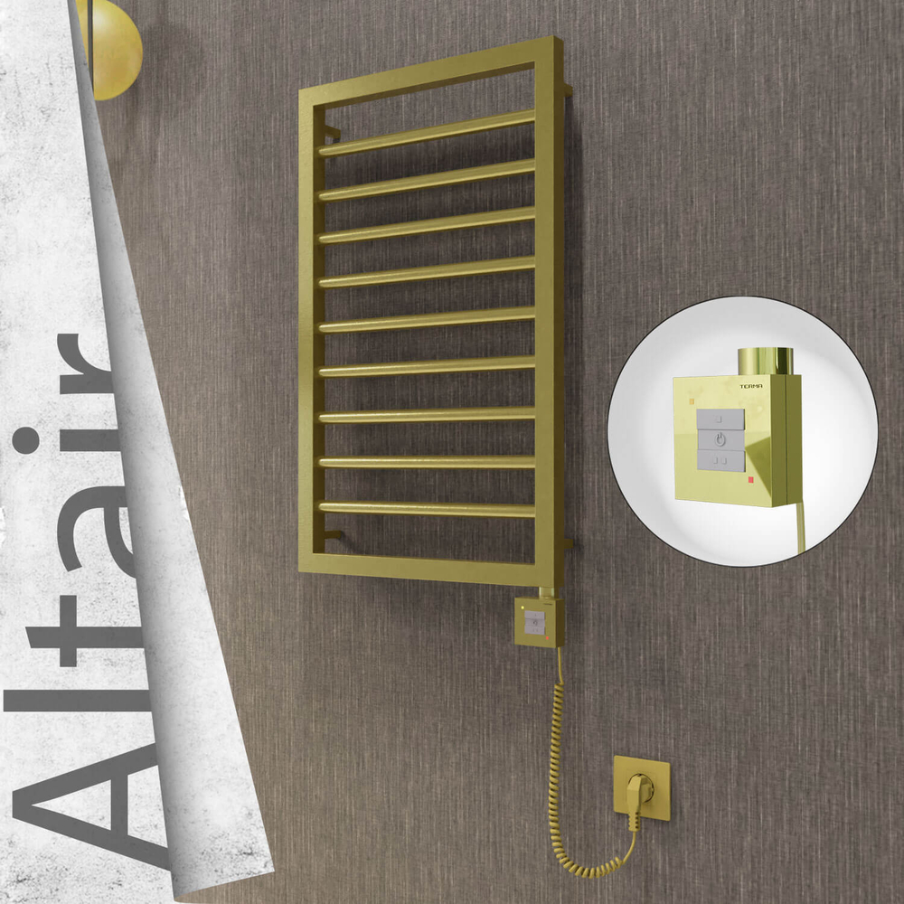 Altair Elektrikli Paslanmaz Çelik Havlupan 400x760 Satine Altın (KTX1 Termostat) 200W Spiral Kablolu - 1