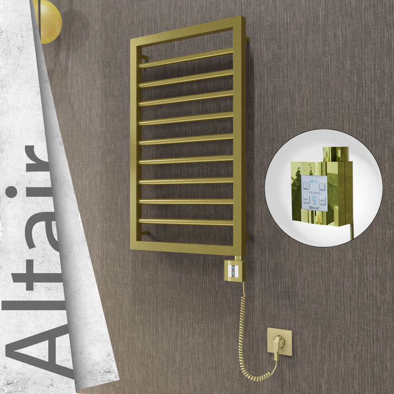Altair Elektrikli Paslanmaz Çelik Havlupan 400x760 Satine Altın (KTX4 Termostat) 200W Spiral Kablolu