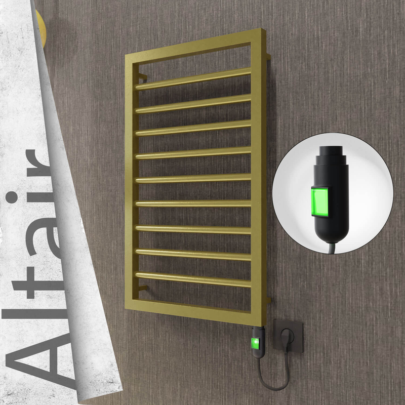 Altair Elektrikli Paslanmaz Çelik Havlupan 400x760 Satine Altın (On/Off Düğmeli) 200W 