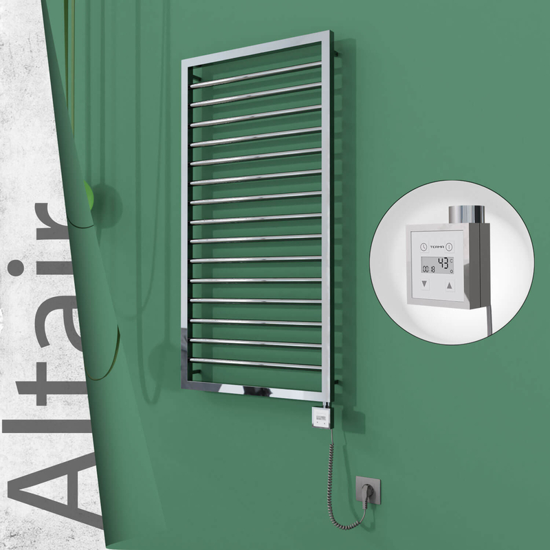Altair Elektrikli Paslanmaz Çelik Havlupan 500x1180 Ayna Polisaj (KTX3 Termostat) 300W Spiral Kablolu