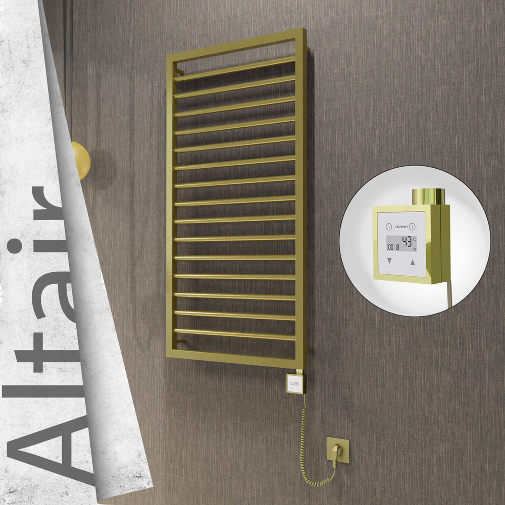 Altair Elektrikli Paslanmaz Çelik Havlupan 500x1180 Satine Altın (KTX3 Termostat) 300W Spiral Kablolu - 1