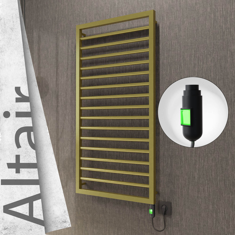 Altair Elektrikli Paslanmaz Çelik Havlupan 500x1180 Satine Altın (On/Off Düğmeli) 300W 