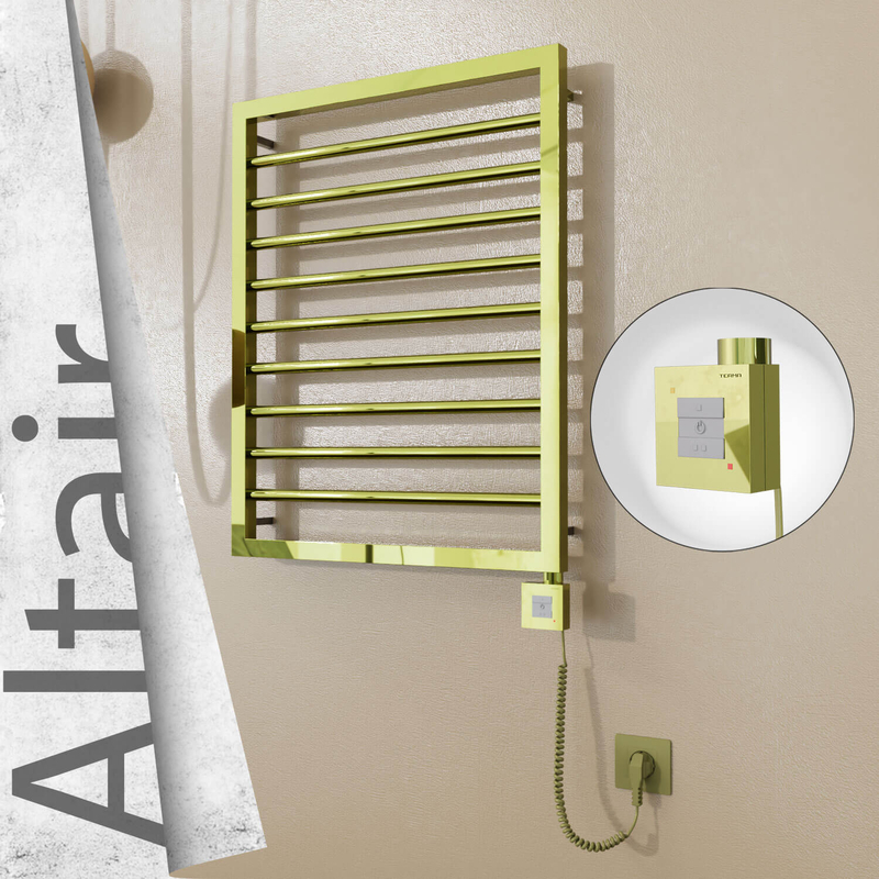 Altair Elektrikli Paslanmaz Çelik Havlupan 500x760 Altın (KTX1 Termostat) 200W Spiral Kablolu