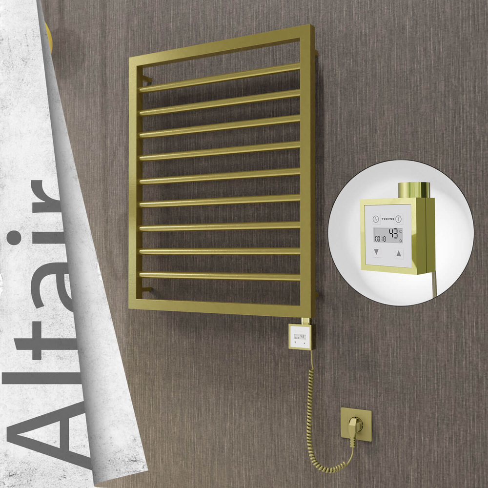 Altair Elektrikli Paslanmaz Çelik Havlupan 500x760 Satine Altın (KTX3 Termostat) 200W Spiral Kablolu - 1