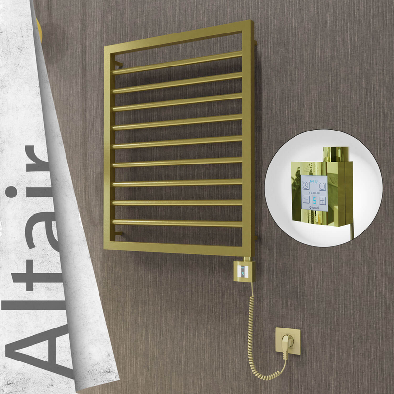 Altair Elektrikli Paslanmaz Çelik Havlupan 500x760 Satine Altın (KTX4 Termostat) 200W Spiral Kablolu