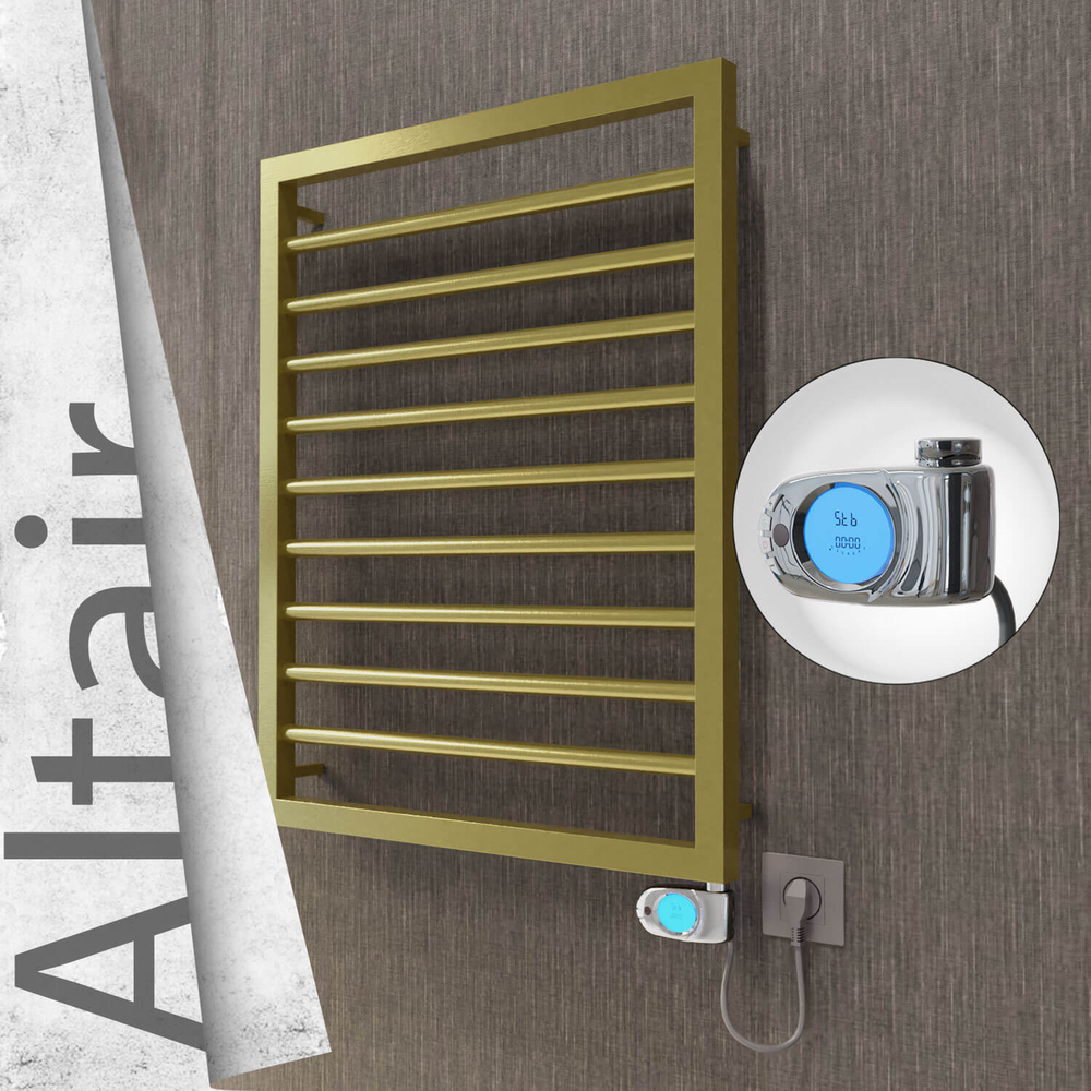 Altair Elektrikli Paslanmaz Çelik Havlupan 500x760 Satine Altın (Musa Termostat) 200W - 1