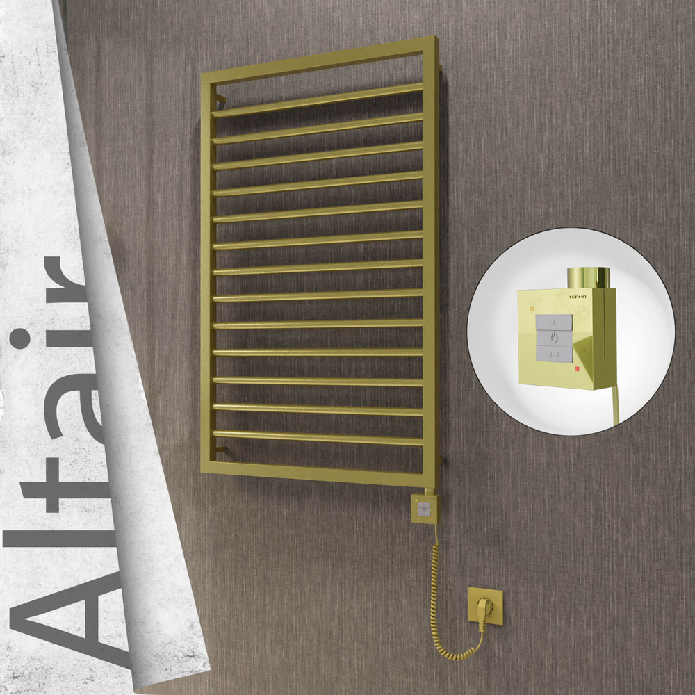 Altair Elektrikli Paslanmaz Çelik Havlupan 600x1040 Satine Altın (KTX1 Termostat) 300W Spiral Kablolu - 1