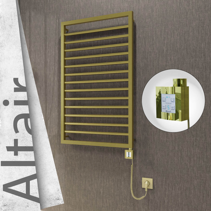 Altair Elektrikli Paslanmaz Çelik Havlupan 600x1040 Satine Altın (KTX4 Termostat) 300W Spiral Kablolu