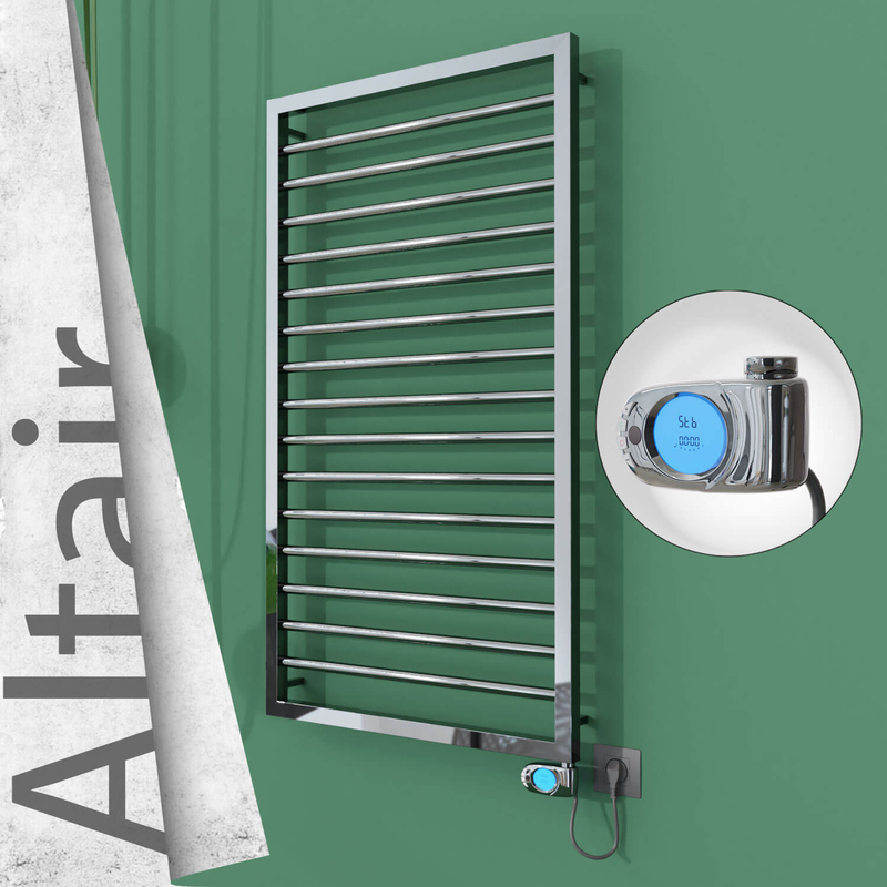 Altair Elektrikli Paslanmaz Çelik Havlupan 600x1180 Ayna Polisaj (Musa Termostat) 300W