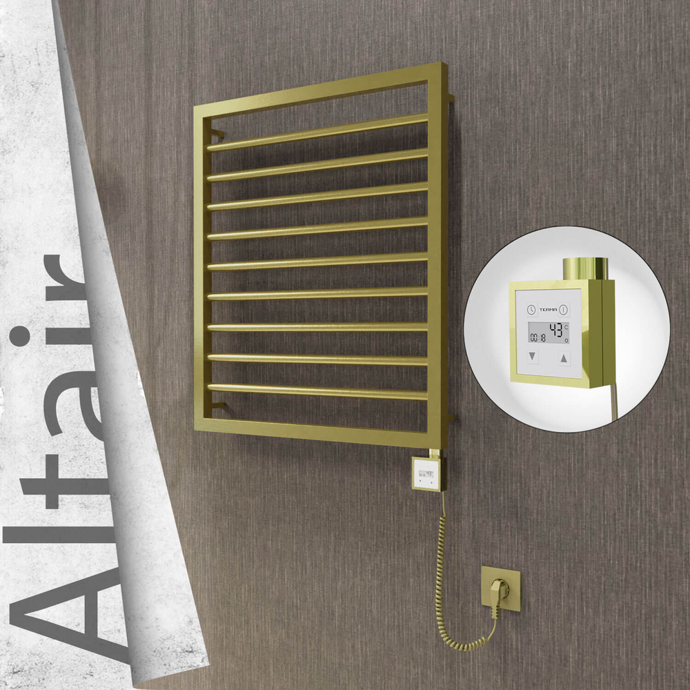 Altair Elektrikli Paslanmaz Çelik Havlupan 600x760 Satine Altın (KTX3 Termostat) 300W Spiral Kablolu - 1