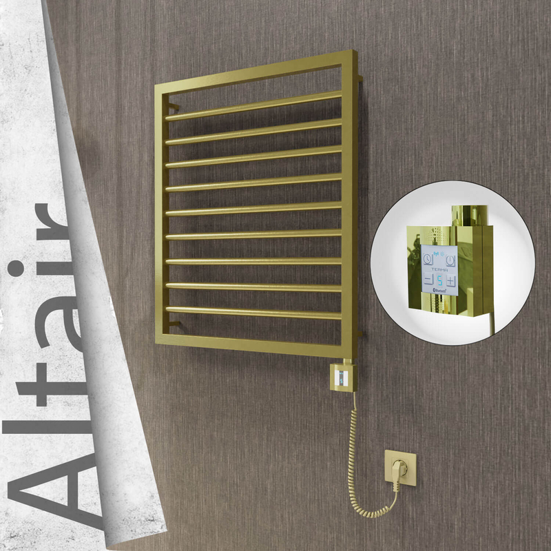 Altair Elektrikli Paslanmaz Çelik Havlupan 600x760 Satine Altın (KTX4 Termostat) 300W Spiral Kablolu
