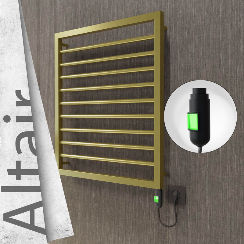 Altair Elektrikli Paslanmaz Çelik Havlupan 600x760 Satine Altın (On/Off Düğmeli) 300W