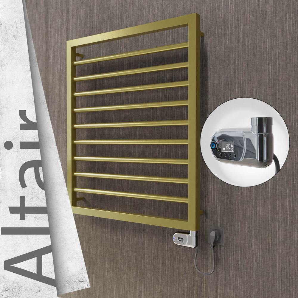 Altair Elektrikli Paslanmaz Çelik Havlupan 600x760 Satine Altın (Thesis Termostat) 300W - 1