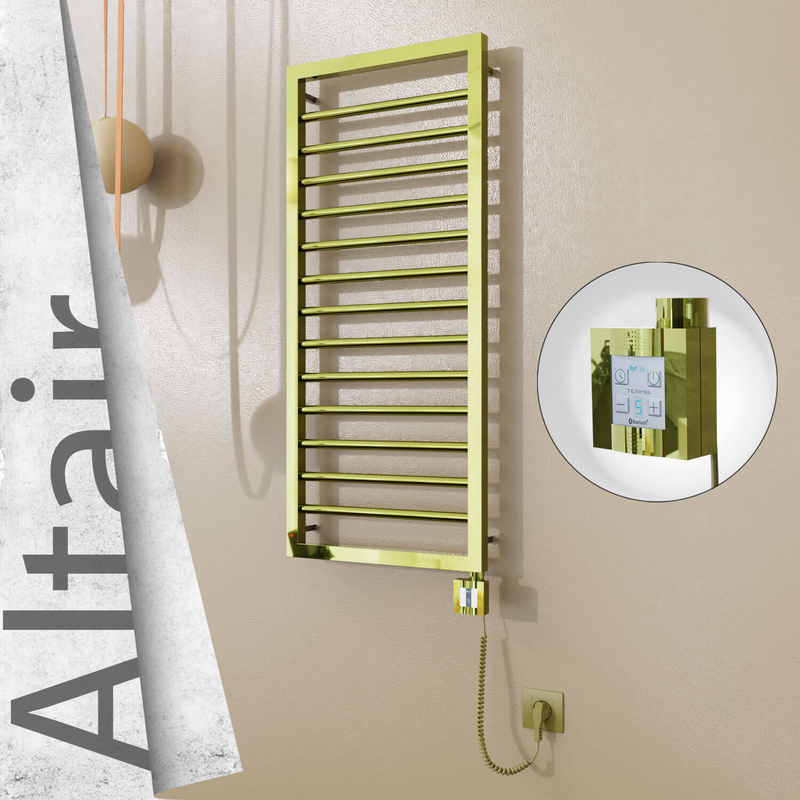 Altair Sèche-serviettes Électrique en Inox 400x1040 Doré (KTX4 Thermostat) 300W Câble Spiralé 