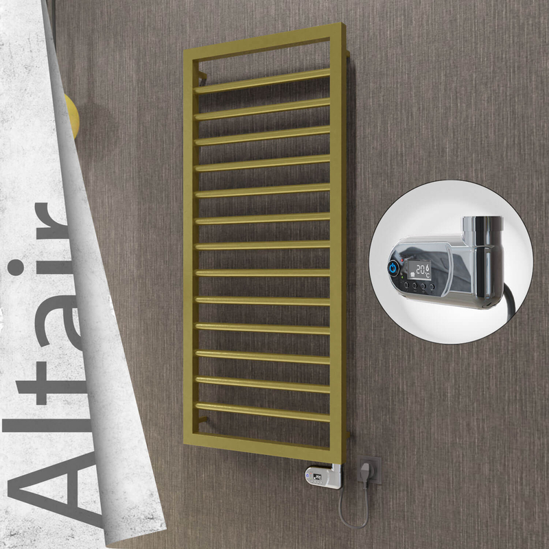 Altair Sèche-serviettes Électrique en Inox 400x1040 Doré Satiné (Thesis Thermostat) 300W 
