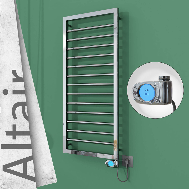 Altair Sèche-serviettes Électrique en Inox 400x1040 Poli Miroir (Musa Thermostat) 300W 