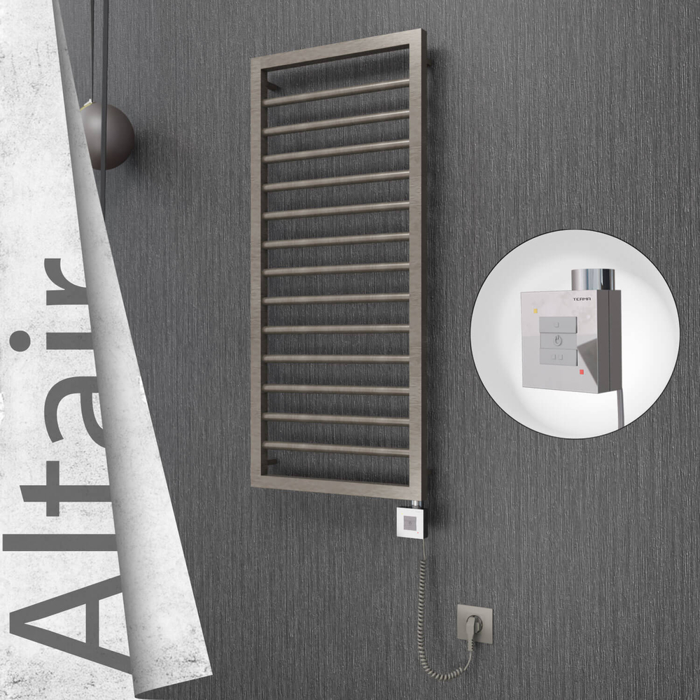 Altair Sèche-serviettes Électrique en Inox 400x1040 Poli Satiné (KTX1 Thermostat) 300W Câble Spiralé - 1