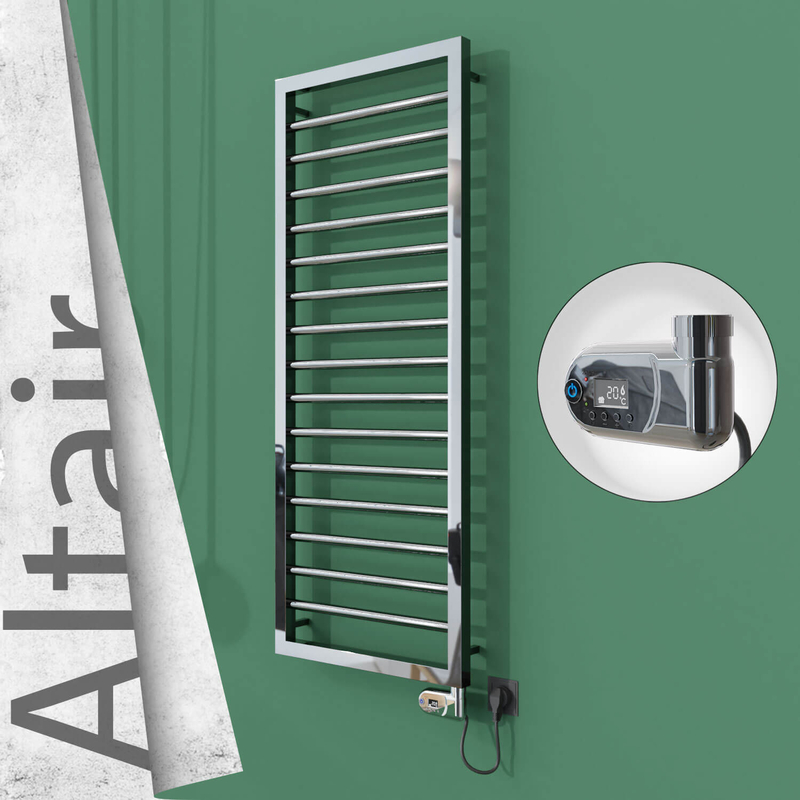 Altair Sèche-serviettes Électrique en Inox 400x1180 Poli Miroir (Thesis Thermostat) 300W 