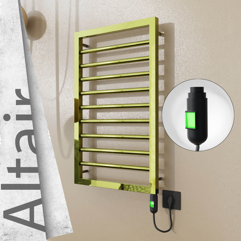 Altair Sèche-serviettes Électrique en Inox 400x760 Doré (Interrupteur Marche/Arrêt) 200W 