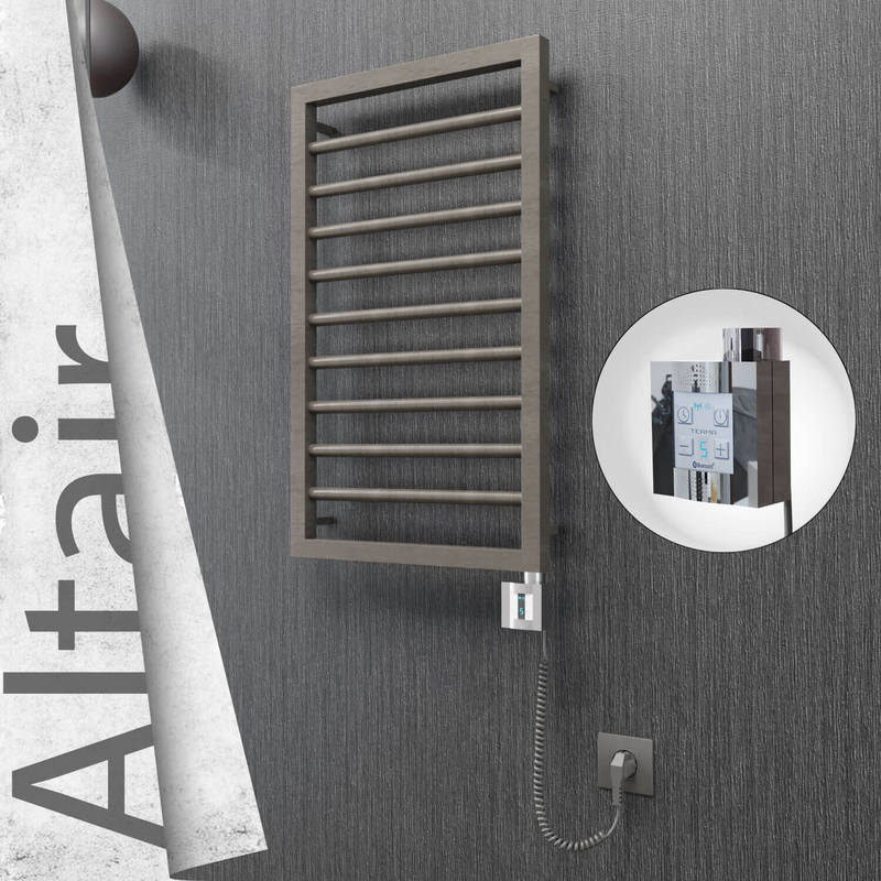 Altair Sèche-serviettes Électrique en Inox 400x760 Poli Satiné (KTX4 Thermostat) 200W Câble Spiralé 