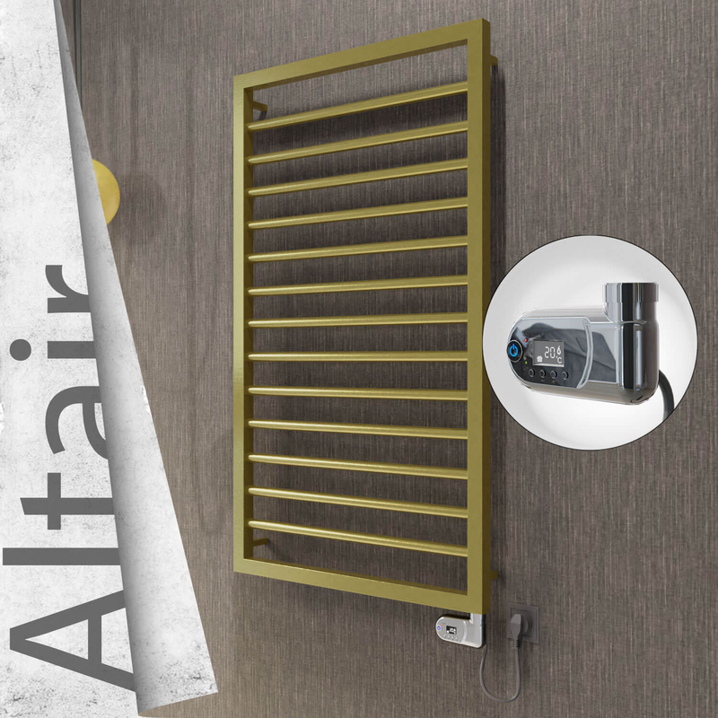 Altair Sèche-serviettes Électrique en Inox 500x1040 Doré Satiné (Thesis Thermostat) 300W 