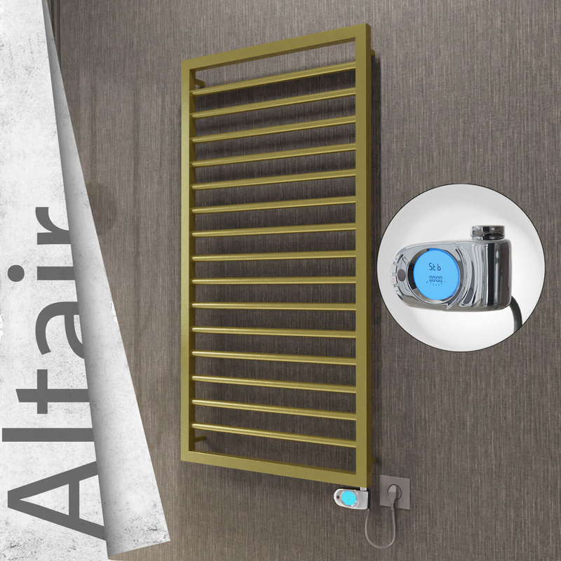 Altair Sèche-serviettes Électrique en Inox 500x1180 Doré Satiné (Musa Thermostat) 300W 